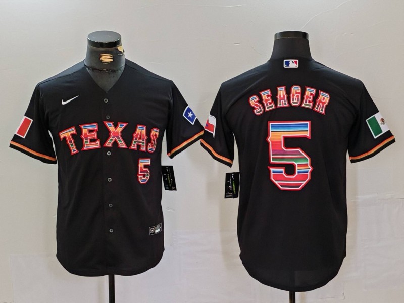 Men's Texas Rangers Corey Seager #5 Black Limited Jersey